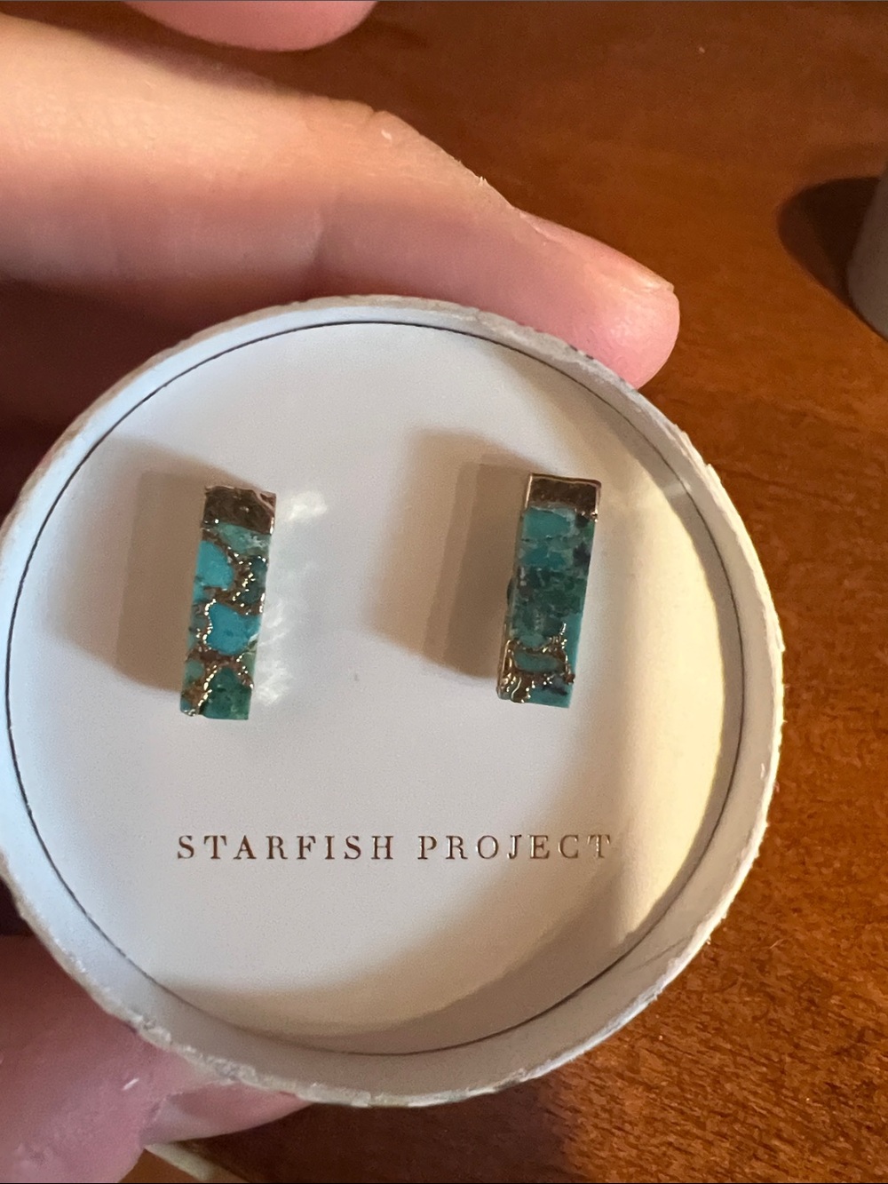 Turquoise Inlay Bar Stud Earrings